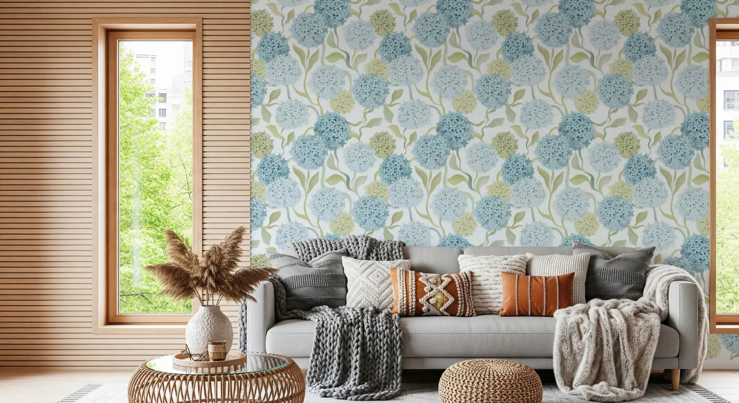 Dreamy Pastel Hydrangea Garden Wallpaper⁠