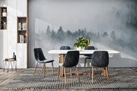 Dark Dense Foggy Pine Forest Wallpaper Murals - Giffywalls