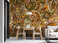 Yellow Brown Abstract Haeckel Wallpaper Murals - Giffywalls