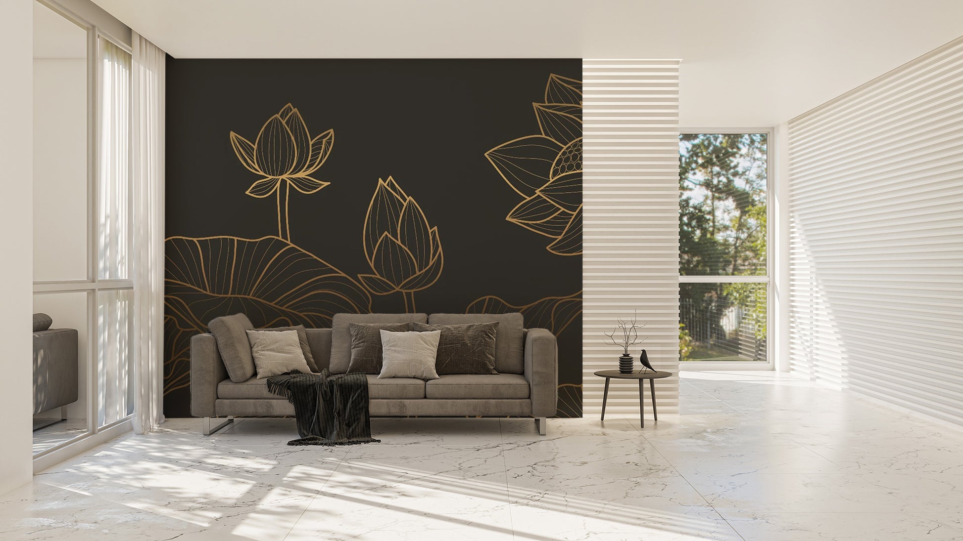 Black Lotus Luxury Wallpaper Mural for premium interiors
