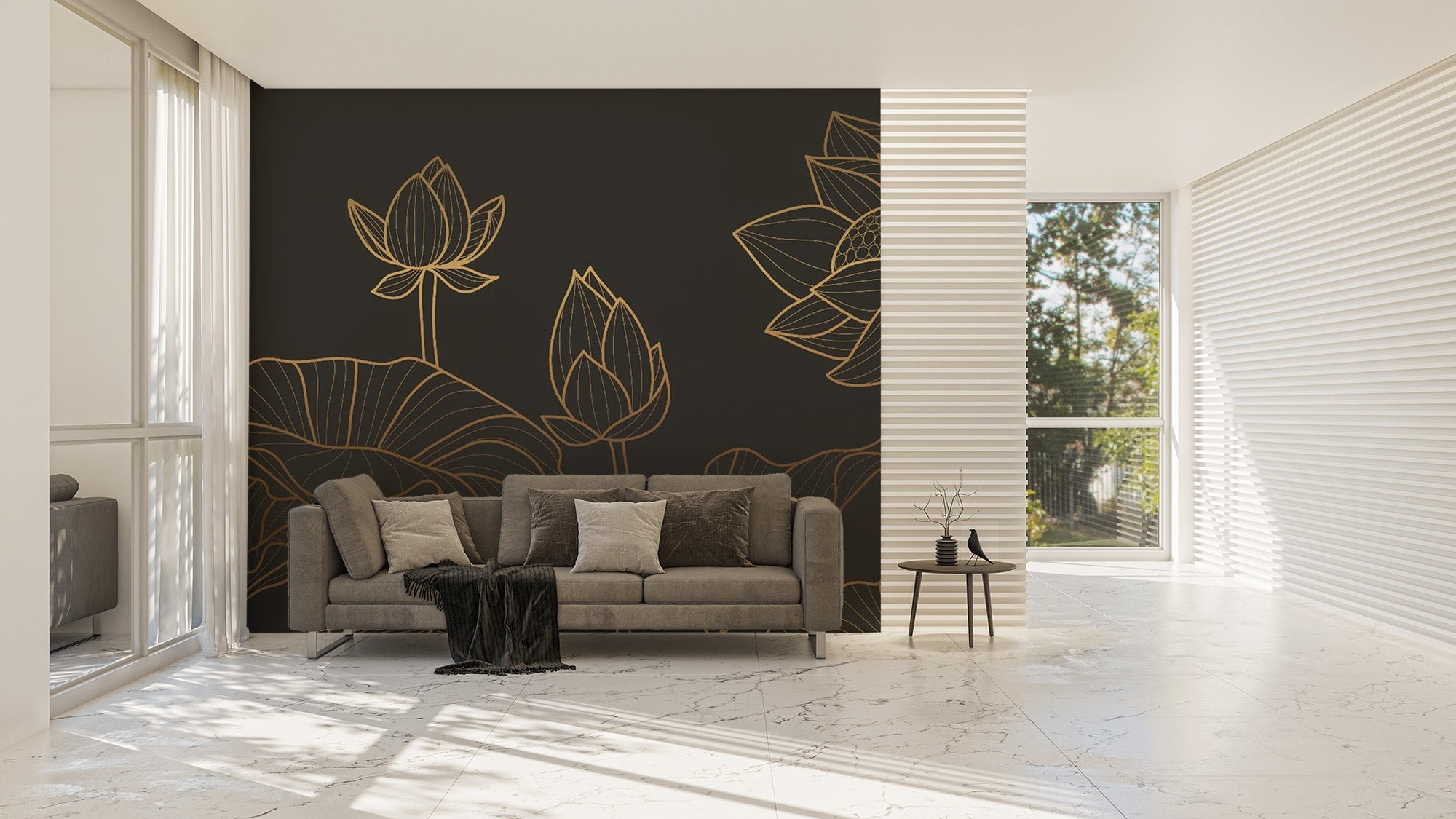 Black Lotus Luxury Wallpaper Mural for premium interiors
