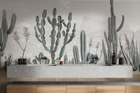 Southwestern style wallpaper featuring cactus garden
