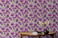 Wild Purple Color Flower Pattern Wallpaper design