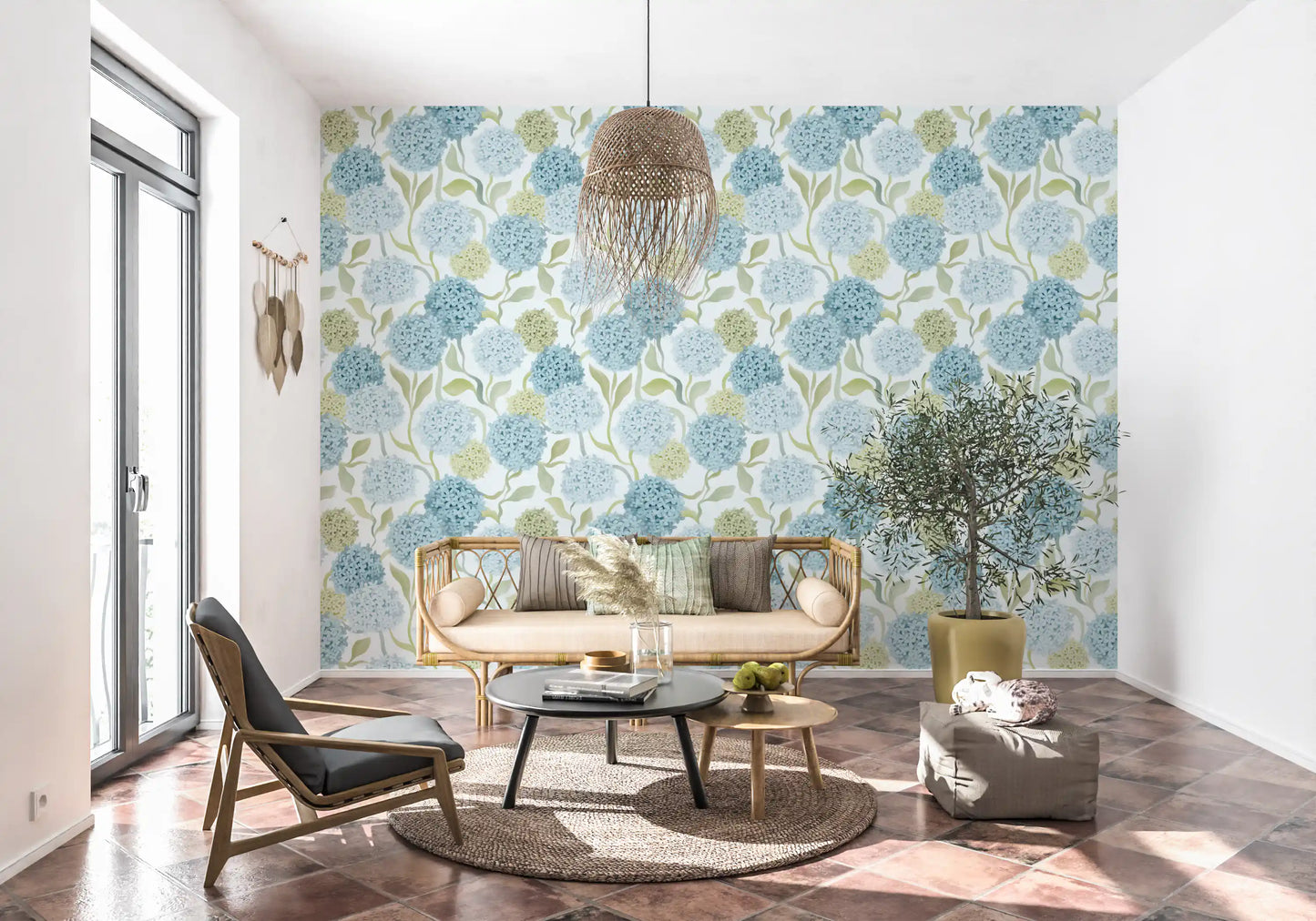 Dreamy Pastel Hydrangea Garden Wallpaper⁠