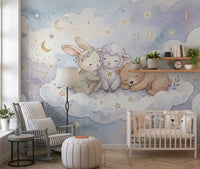 Celestial Animal Cuddle Wall Mural
