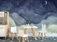 Kids room wallpaper with Stardust Veil starry art