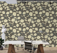 Beautiful gray wallpaper featuring cosmos flowers in bloom.
