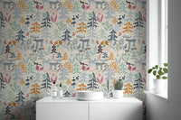 Vibrant Woodland Animals and Forest Wallpaper
