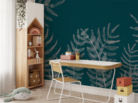 Artistic tropical leaves mural for lively and stylish interiors.
