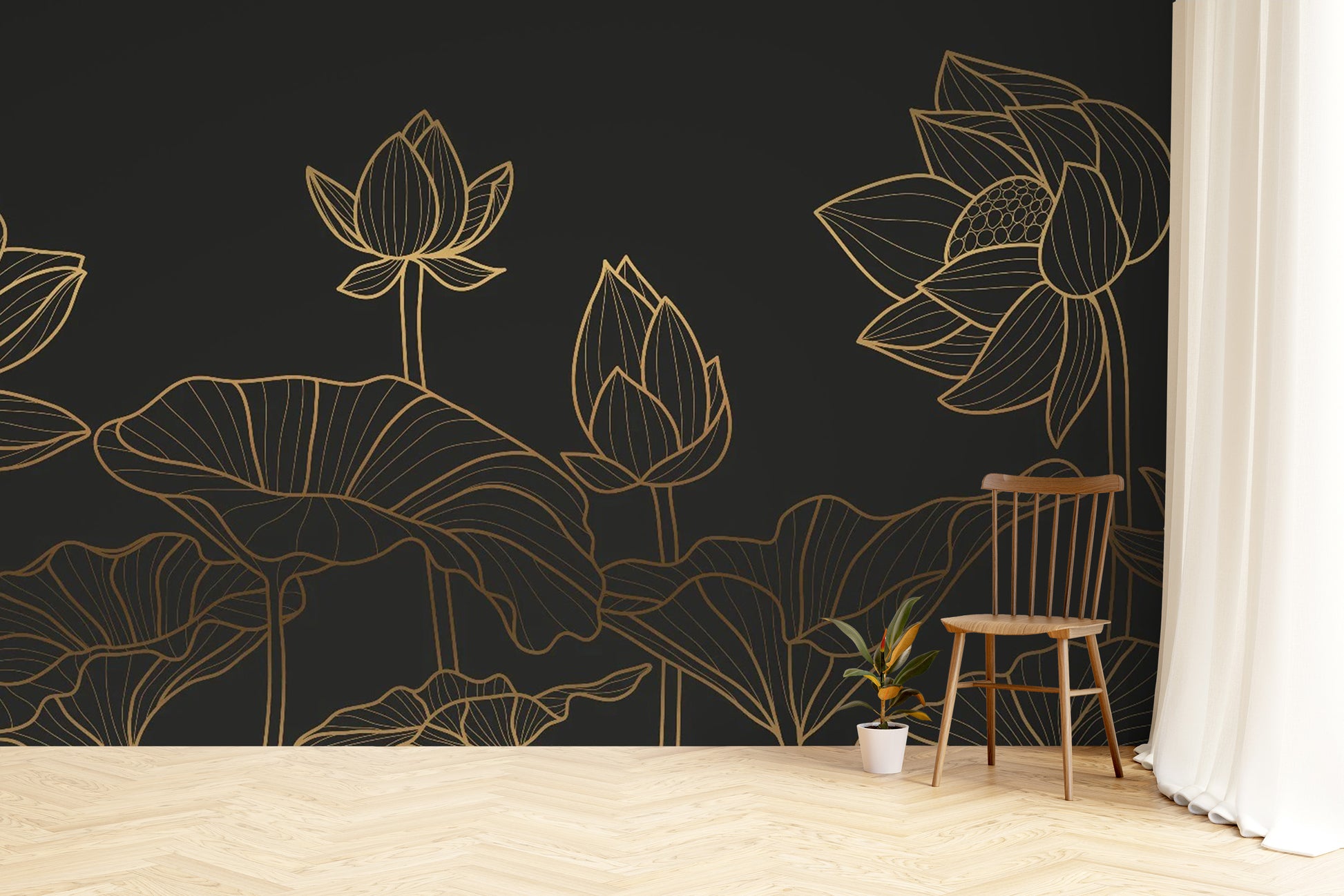Black Lotus Luxury Wallpaper Mural - Giffywalls
