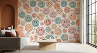 Retro Happy Face Groovy Smiles Wall Mural