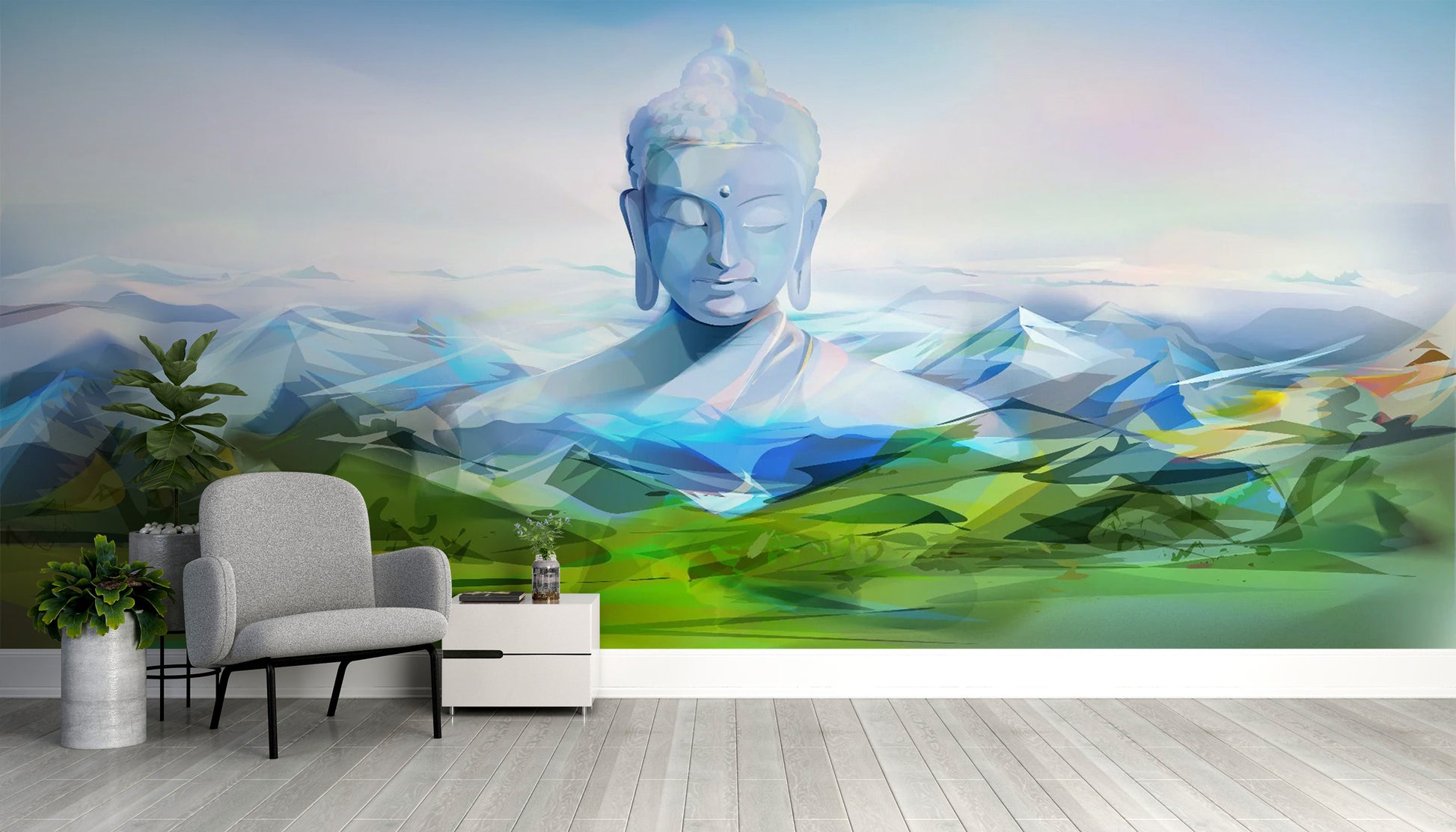 Calming Buddha Mountain Wallpaper Mural - Giffywalls