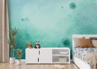 Fresh watercolor green wallpaper mural for nature-inspired spaces.
