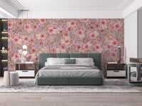 Pink roses floral mural for elegant and timeless wall decor