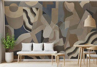 Lunar Smoke Wall Mural design showing fluid forms and faded contrast layers