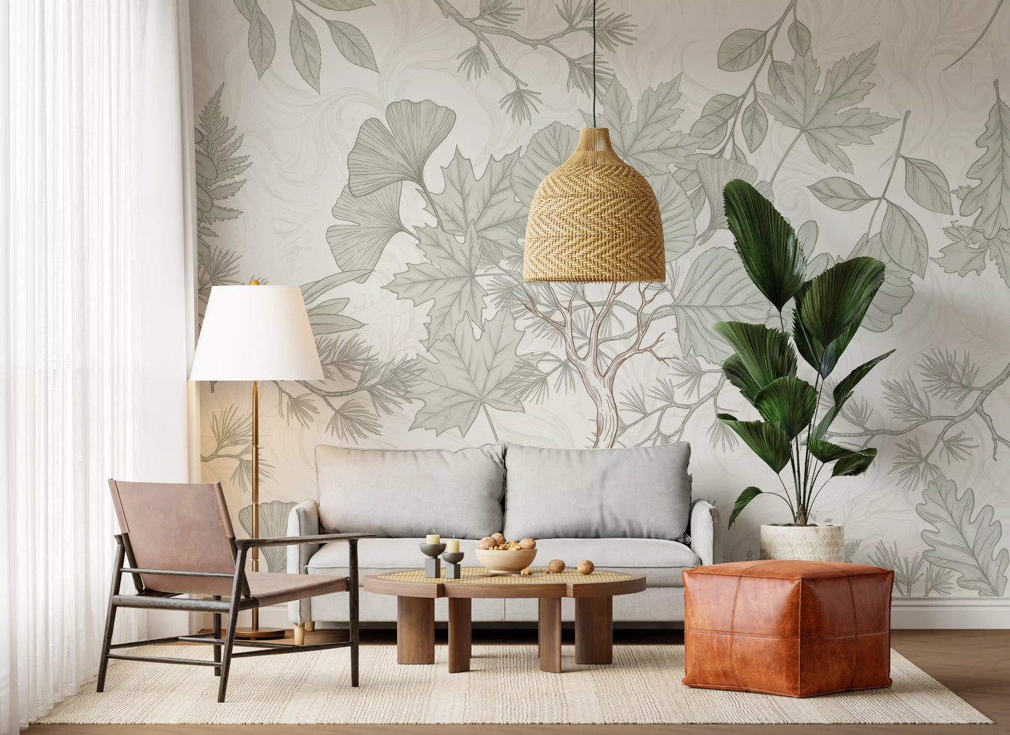Serene Woodland Sketch Wall Mural