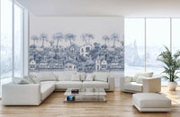 Serene coastal landscape watercolor wallpaper