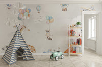 Nursery wallpaper featuring flying balloons
