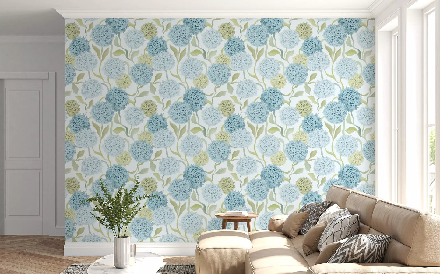Dreamy Pastel Hydrangea Garden Wallpaper⁠
