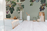 Artistic Botanical Fig Garden Wall Mural for homes
