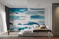 Blue Watercolor Stroke Wallpaper Murals - Giffywalls