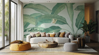 Lush banana leaf wallpaper with a tropical rainforest vibe.