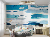 Blue Watercolor Stroke Wallpaper Murals - Giffywalls