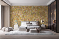 Stylish wallpaper featuring watercolor leaves in yellow and green
