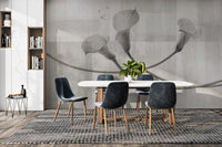 Black and white floral painting with calla lilies
