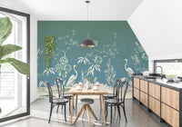 Vintage Garden Crane Birds Wallpaper Mural - Giffywalls