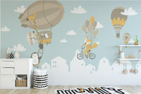 Fox and Penguin Hot Air Balloons Wallpaper Murals - Giffywalls