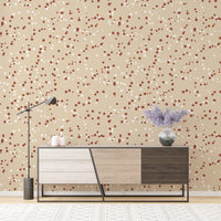 Scandinavian-style wallpaper with soft cream dots

