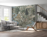Misty Forest River Escape Wall Mural
