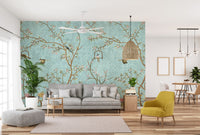 3D Chinoiserie Birds Wallpaper Mural

