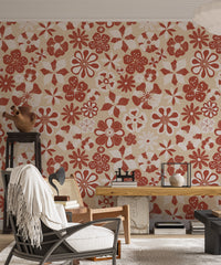 Face-inspired flower mural for artistic bedroom decor

