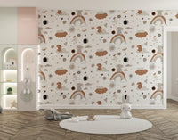 Peel-and-stick bunny rainbow mural wallpaper
