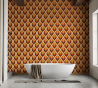 Retro flame wallpaper for a bold bathroom look