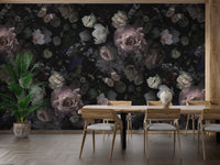 Vintage-inspired wallpaper with pink roses
