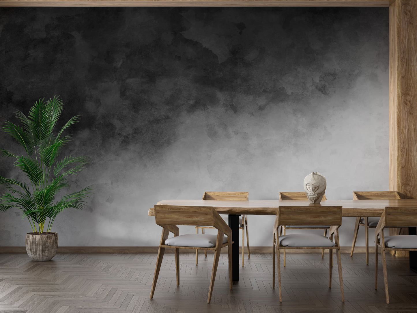 Watercolor style black to gray wallpaper mural
