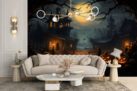 Dark Halloween wallpaper with eerie details.
