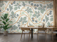 Trendy wallpaper with blackberry leaves design
