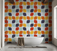 Retro-inspired colorful geometric wall design