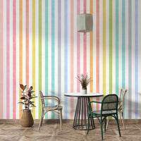 Cheerful pastel stripe wallpaper design