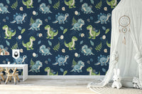 Dino wallpaper with navy background tones

