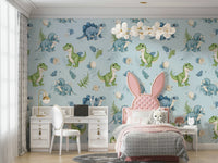 Dinosaur theme wallpaper for baby room


