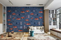 Kids wall design with rescue vehicles

