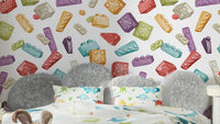 Toy blocks wallpaper in colorful kids room