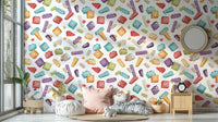 Peel and stick toy wallpaper for nursery wall