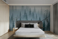 Calm and moody forest wallpaper design