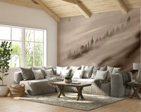 Calm woodland in vintage hues – Forest Valley Sepia Wallpaper